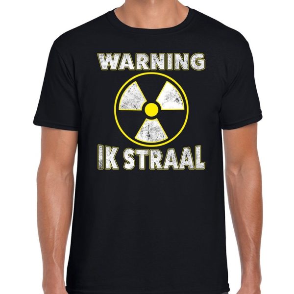 Halloween warning ik straal verkleed t-shirt zwart voor heren