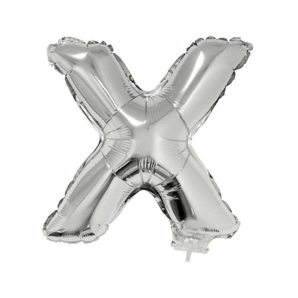 Opblaasbare letter ballons zilver 41 cm