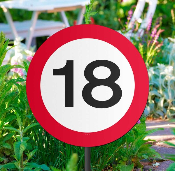 18 Jaar Verkeersbord Tuinbord