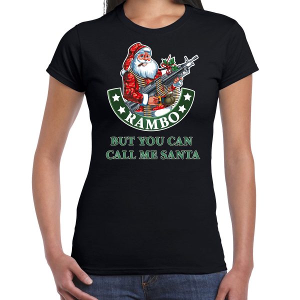 Fout Kerst t-shirt / Kerstkleding Rambo but you can call me Santa voor dames XS -