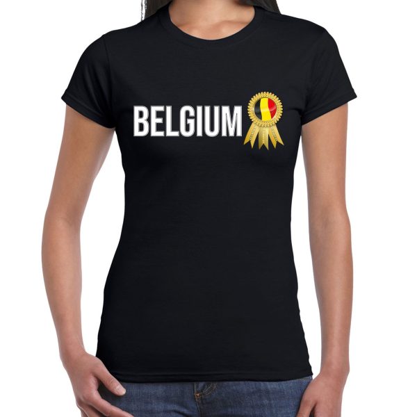 Bellatio Decorations Verkleed shirt dames - Belgium - zwart - supporter - themafeest - Belgie 2XL -