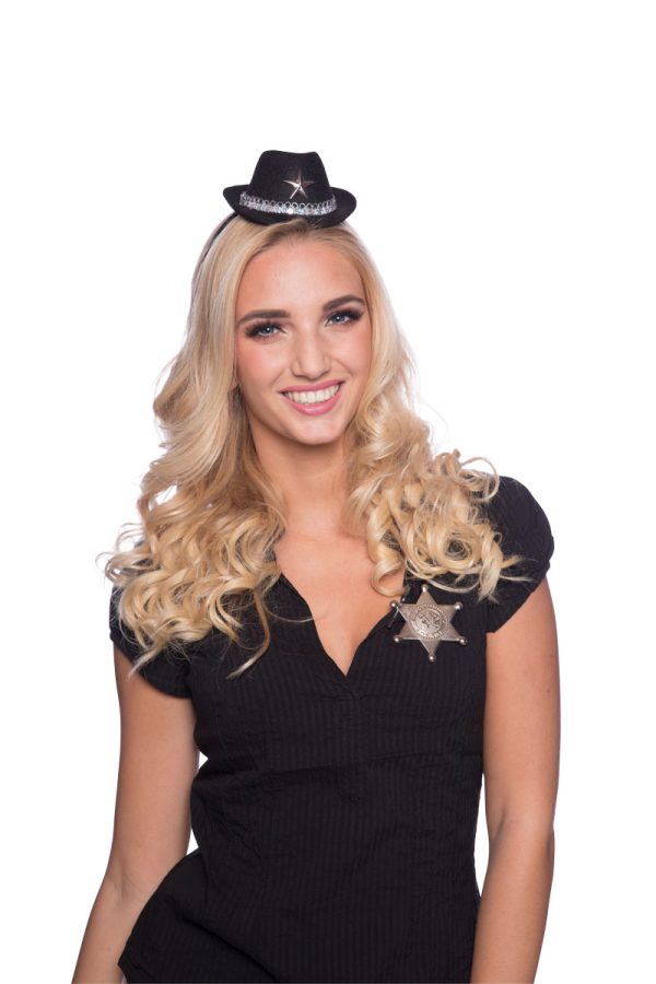 Tiara met Zwarte Cowboy Hoedje