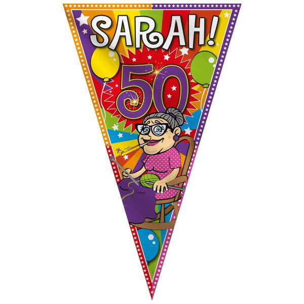 50 Jaar Sarah Knalfeest Mega Vlag 100x150
