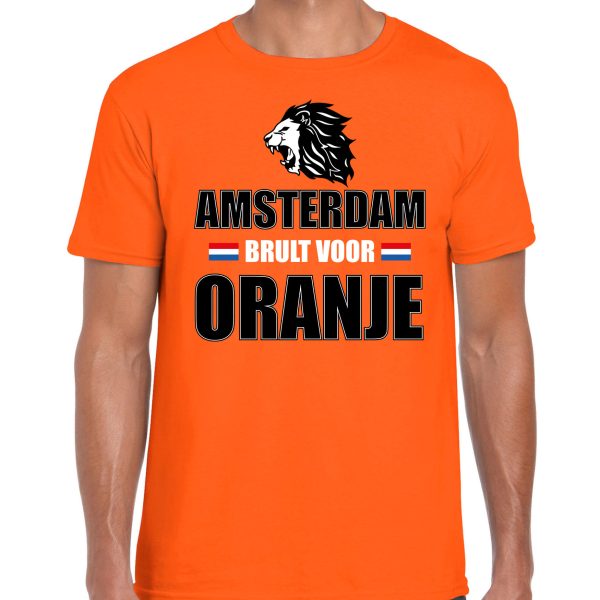 Oranje EK/ WK fan shirt / kleding Amsterdam brult voor oranje voor heren 2XL -