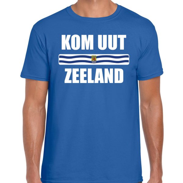 Zeeuws dialect shirt Kom uut Zeeland met Zeelandse vlag blauw voor heren L -