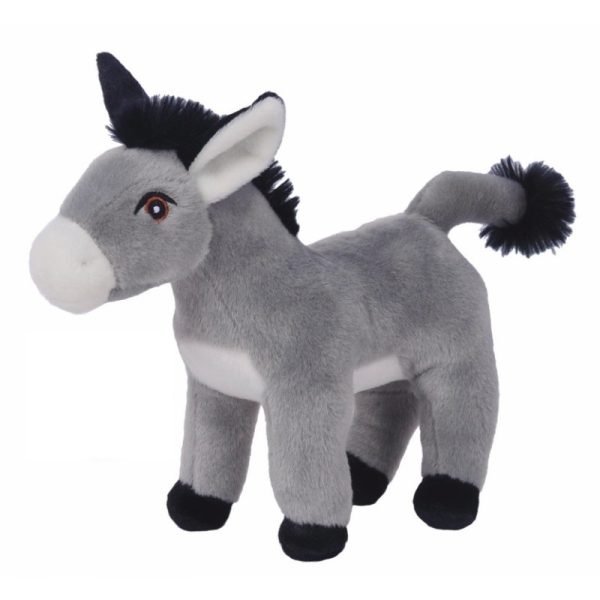 Knuffeldier Ezel Henkie - zachte pluche stof - dieren knuffels - grijs - 24 cm