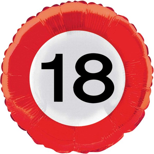 18 jaar verkeersbord folieballon - 46 cm