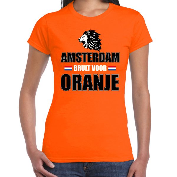 Oranje EK/ WK fan shirt / kleding Amsterdam brult voor oranje voor dames M -