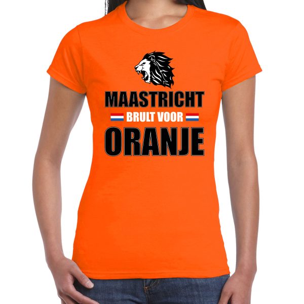 Oranje EK/ WK fan shirt / kleding Maastricht brult voor oranje voor dames S -