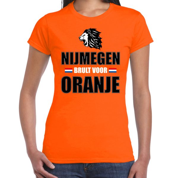 Oranje EK/ WK fan shirt / kleding Nijmegen brult voor oranje voor dames M -