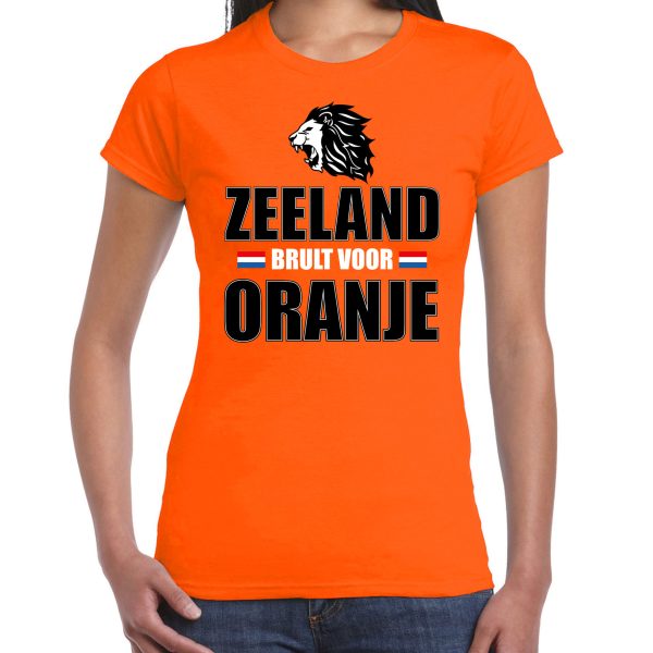 Oranje EK/ WK fan shirt / kleding Zeeland brult voor oranje voor dames XS -