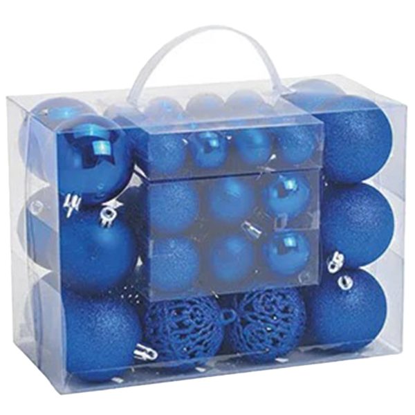 50x Kunststof kerstballen blauw 3, 4 en 6 cm