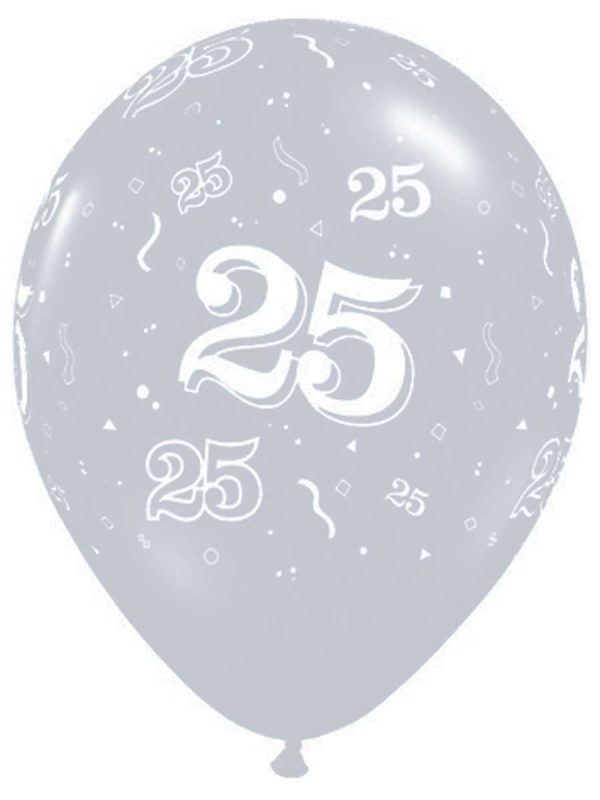 Zilveren Ballonnen 25 jaar 28cm - 25 stuks