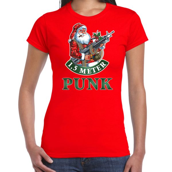 Rood Kerstshirt / Kerstkleding 1,5 meter punk voor dames M -