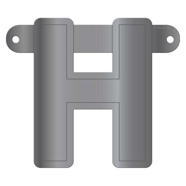 Banner letter h metallic zilver