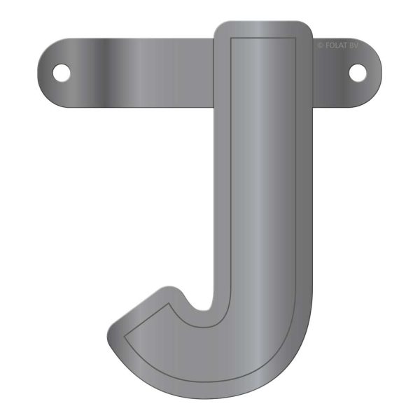 Banner letter j metallic zilver