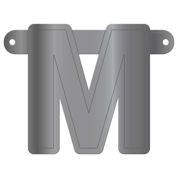 Banner letter m metallic zilver