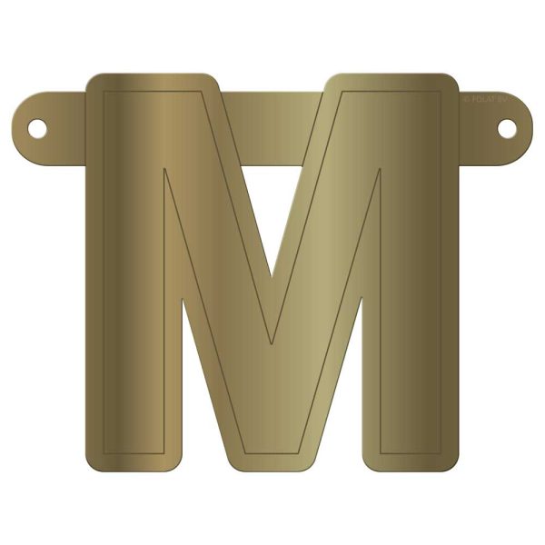 Banner letter m metallic goud