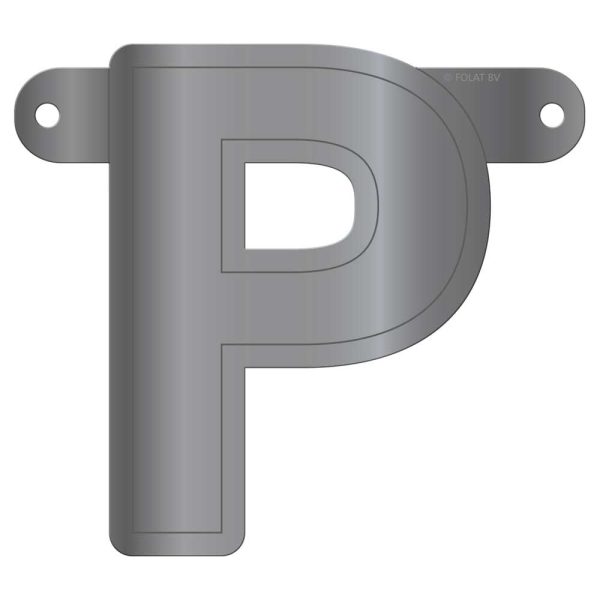 Banner letter p metallic zilver