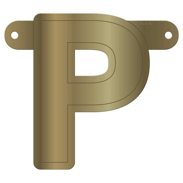 Banner letter p metallic goud