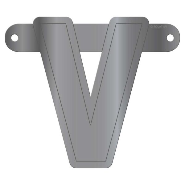 Banner letter v metallic zilver