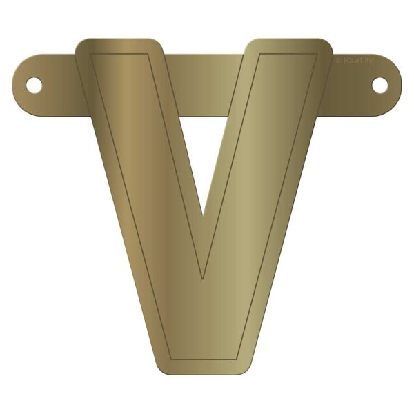 Banner letter v metallic goud