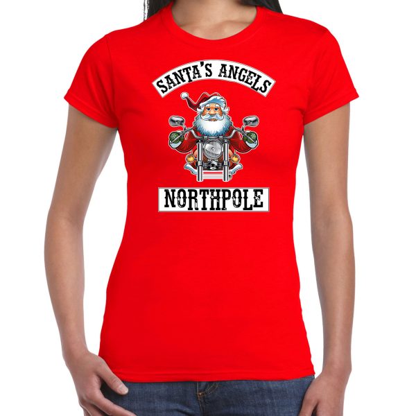 Rood Kerstshirt / Kerstkleding Santas angels Northpole voor dames S -