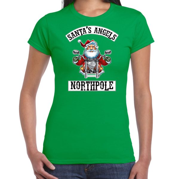 Groen Kerstshirt / Kerstkleding Santas angels Northpole voor dames L -