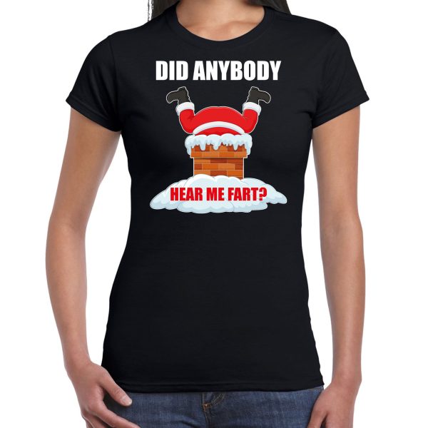 Zwart Kerstshirt / Kerstkleding Did anybody hear my fart voor dames L -