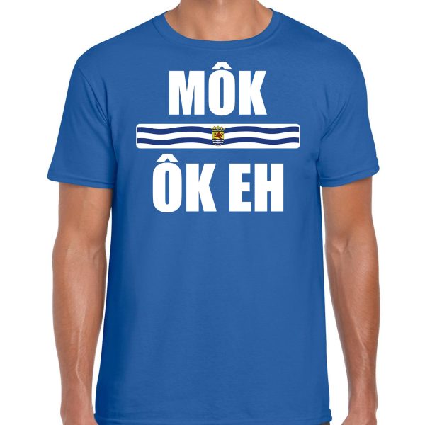 Zeeuws dialect shirt Mok ok eh met Zeelandse vlag blauw voor heren L -