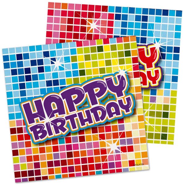 Servetten Birthday Blocks 25x25cm - 16 stuks