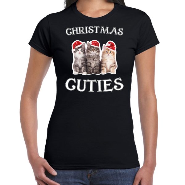 Zwart Kerstshirt / Kerstkleding Christmas cuties voor dames S -