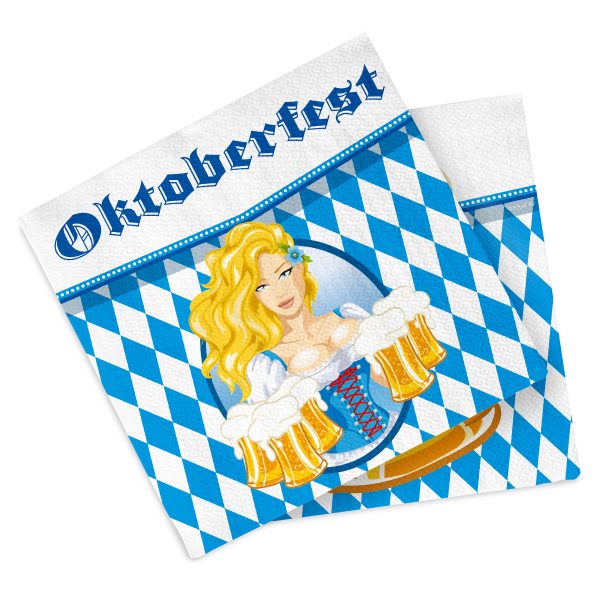 Oktoberfest Bierpullen Servetten 33x33cm - 20 stuks