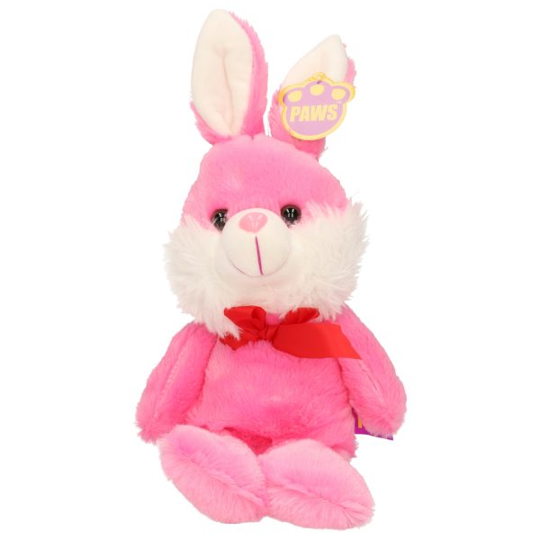 Paashaas/haas/konijn knuffel dier - zachte pluche - roze - cadeau - 32 cm - met strikje