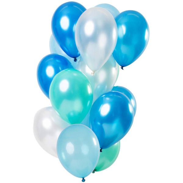 Ballonnen set blue azure metallic mix - 15stk