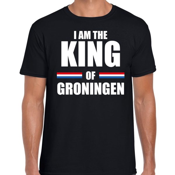 Zwart I am the King of Groningen shirt - Koningsdag t-shirt voor heren L -