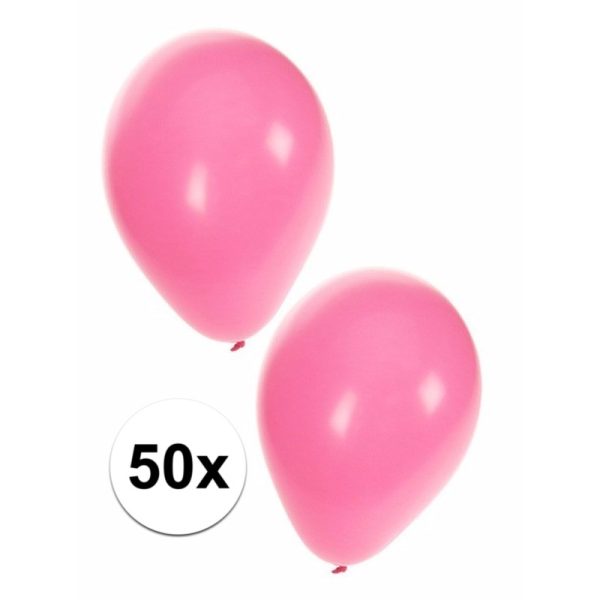 Zak ballonnen roze helium 50 stuks