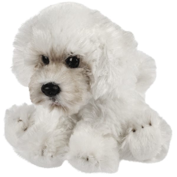 Pluche knuffeldier hond - Maltezer - creme wit - 13 cm - huisdieren thema