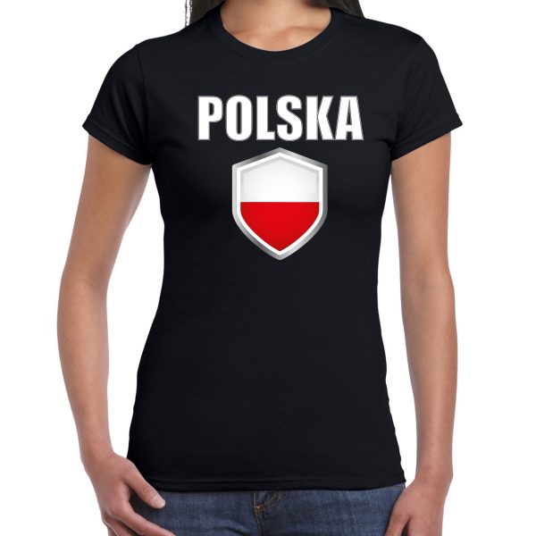 Polen fun/ supporter t-shirt dames met Poolse vlag in vlaggenschild 2XL -