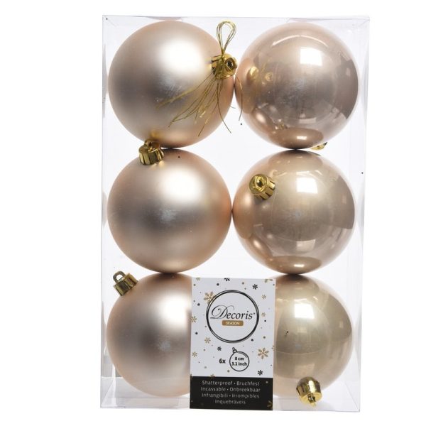 12x Creme kerstversiering kerstballen kunststof 8 cm