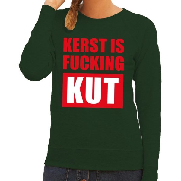 Foute kersttrui Kerst Is Fucking Kut groen voor dames