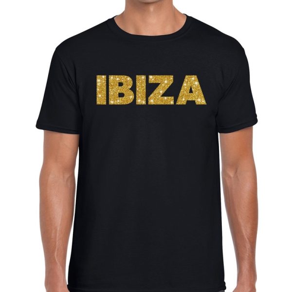 Ibiza gouden letters fun t-shirt zwart voor heren M -