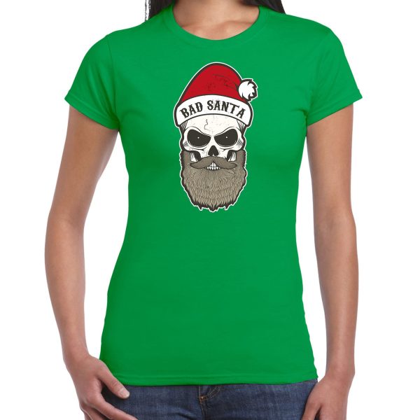 Groen Kerstshirt / Kerstkleding Bad Santa voor dames L -