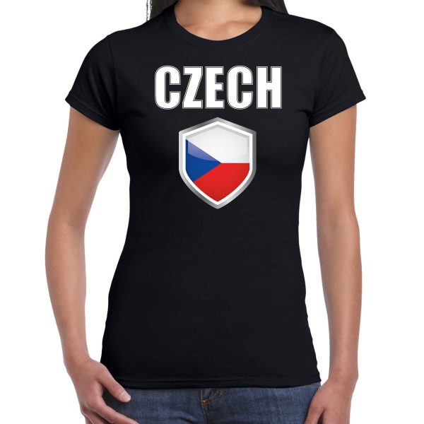 Tsjechie fun/ supporter t-shirt dames met Tsjechische vlag in vlaggenschild 2XL -