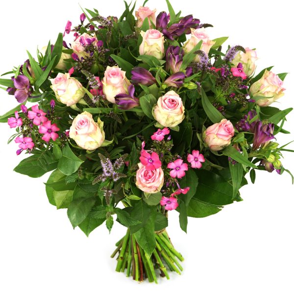 Roze rozen met bloemen bestellen