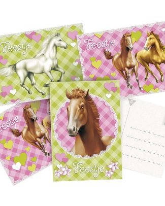 12x Paarden themafeest uitnodigingen/kaarten