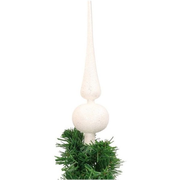 Kerst piek - wit - glitters - H23 cm - kunststof - kerstboompiek - kerstversiering