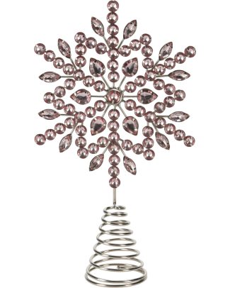 Kerstboom piek - ster vorm - lichtroze met steentjes - H26 cm