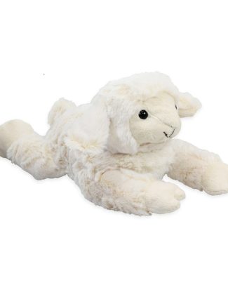 Inware pluche lammetje/schaap knuffeldier - wit - liggend - 28 cm