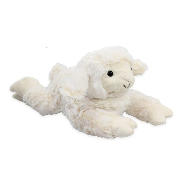 Inware pluche lammetje/schaap knuffeldier - wit - liggend - 28 cm